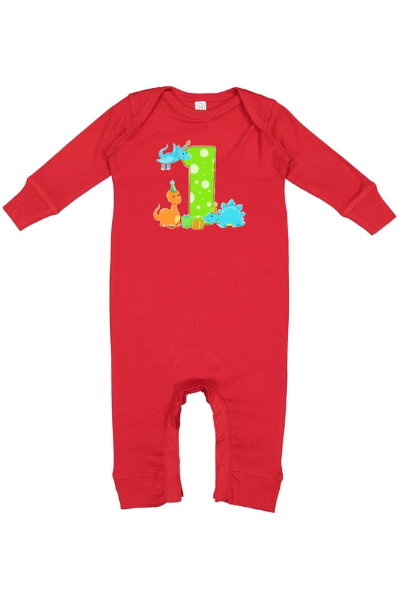 Dinosaur First Birthday Party Baby Romper Coveralls
