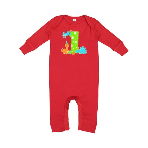 Inktastic Dinosaur First Birthday Party Baby Romper Coveralls