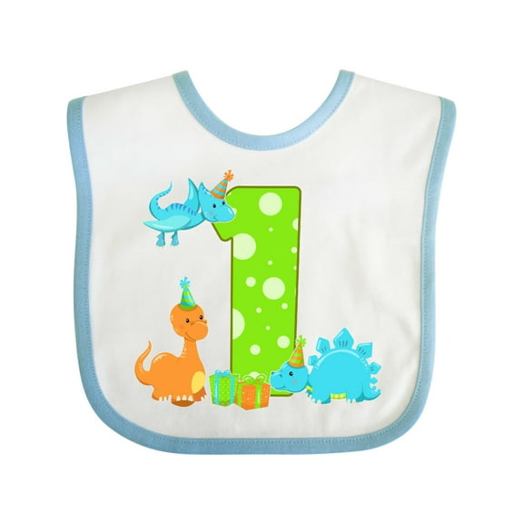Inktastic Dinosaur First Birthday Party Boys or Girls Baby Bib