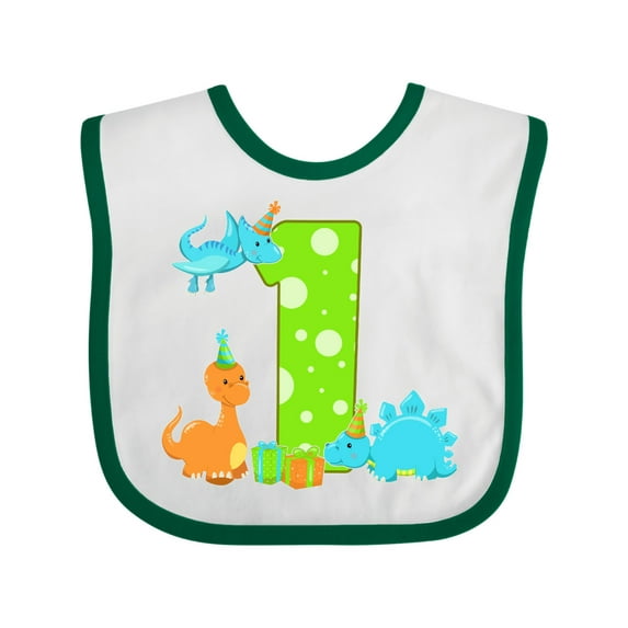 Inktastic Dinosaur First Birthday Party Boys or Girls Baby Bib