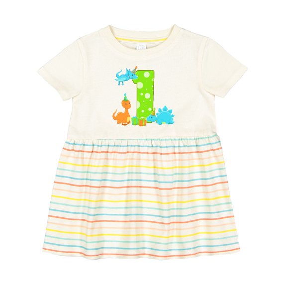 Inktastic Dinosaur First Birthday Party Girls Baby Dress
