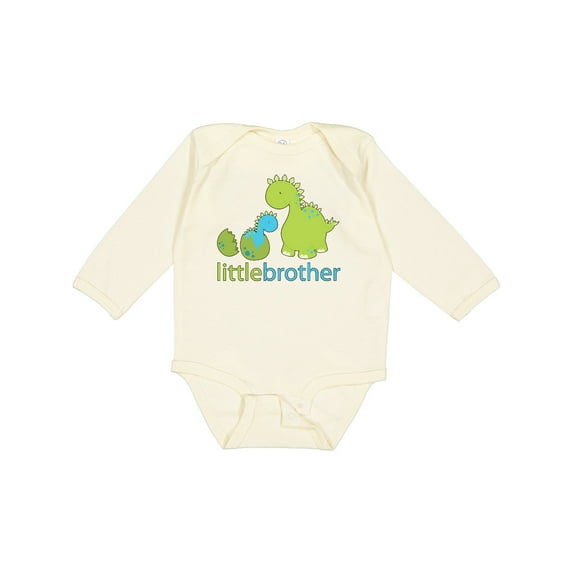 Inktastic Dinosaur Little Brother Green Boys Long Sleeve Baby Bodysuit