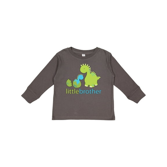 Inktastic Dinosaur Little Brother Green Boys Long Sleeve Toddler T-Shirt