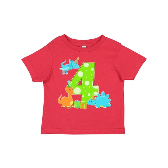 Inktastic Dinosaur Party-fourth Birthday Boys or Girls Toddler T-Shirt