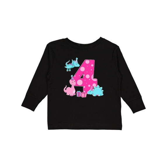 Inktastic Dinosaur Party-fourth Birthday Girls Long Sleeve Toddler T-Shirt