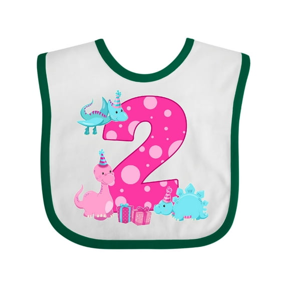 Inktastic Dinosaur Party-Second Birthday Girls Baby Bib