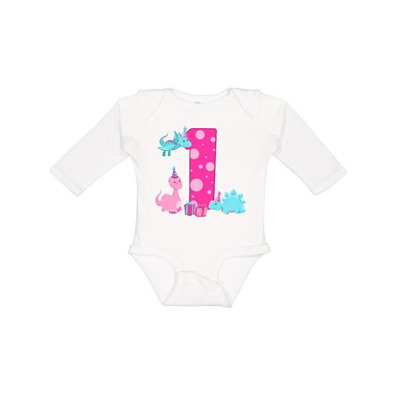 Inktastic Dinosaur Party-first Birthday Girls Long Sleeve Baby Bodysuit