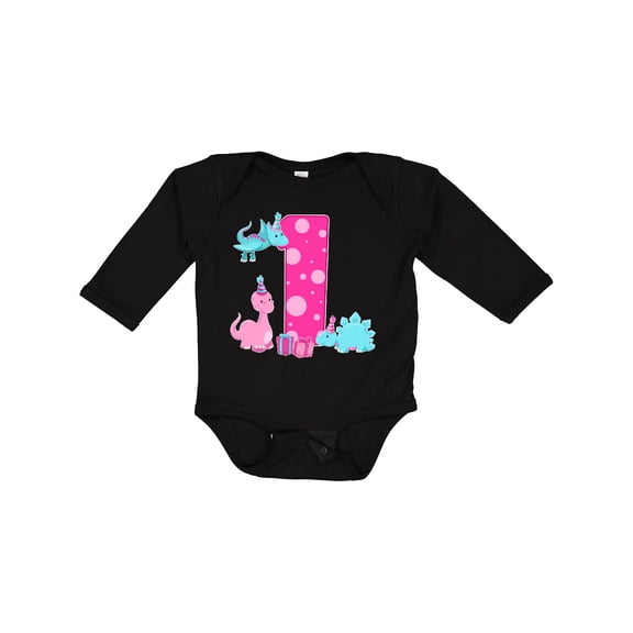 Inktastic Dinosaur Party-first Birthday Girls Long Sleeve Baby Bodysuit