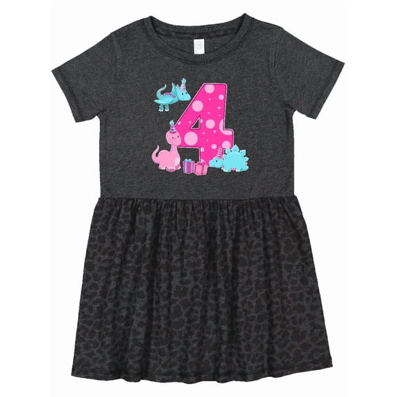 Inktastic Dinosaur Party-fourth Birthday Girls Toddler Dress