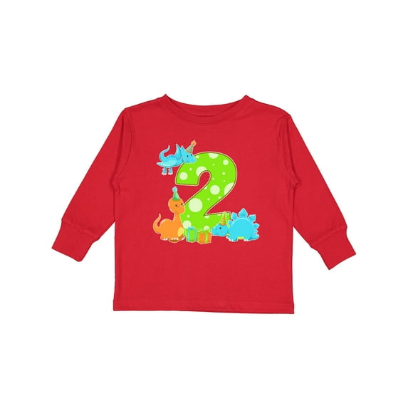 Inktastic Dinosaur Party-second Birthday Boys or Girls Long Sleeve Toddler T-Shirt