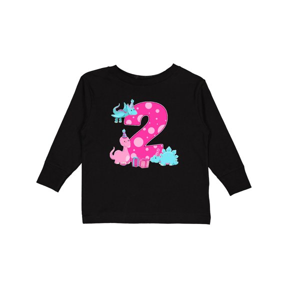 Inktastic Dinosaur Party-second Birthday Girls Long Sleeve Toddler T-Shirt