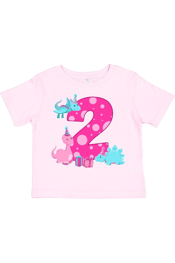 Dinosaur Party-second Birthday Girls Toddler T-Shirt