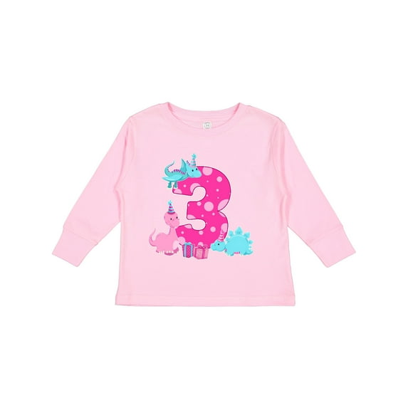 Inktastic Dinosaur Party-third Birthday Girls Long Sleeve Toddler T-Shirt