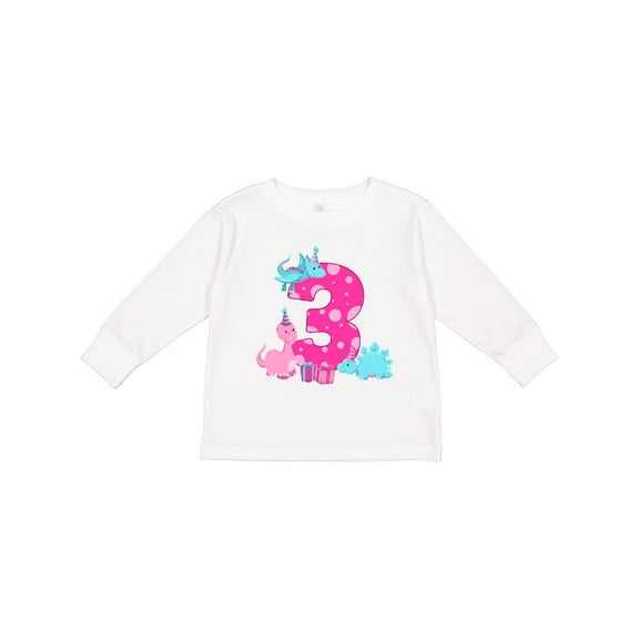 Inktastic Dinosaur Party-third Birthday Girls Long Sleeve Toddler T-Shirt