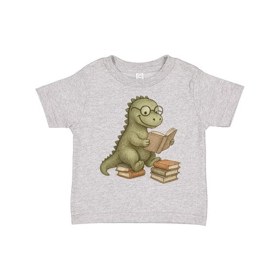 Inktastic Dinosaur Reading Books Cute Glasses Illustration Boys or Girls Toddler T-Shirt
