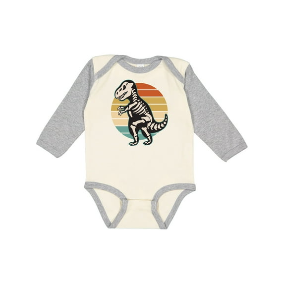 Inktastic Dinosaur Skeleton Halloween Boys or Girls Long Sleeve Baby Bodysuit
