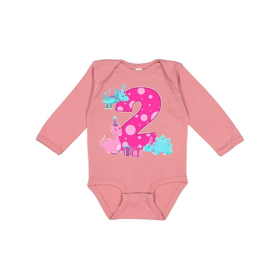 Inktastic Dinosaur party-Second Birthday Girls Long Sleeve Baby Bodysuit