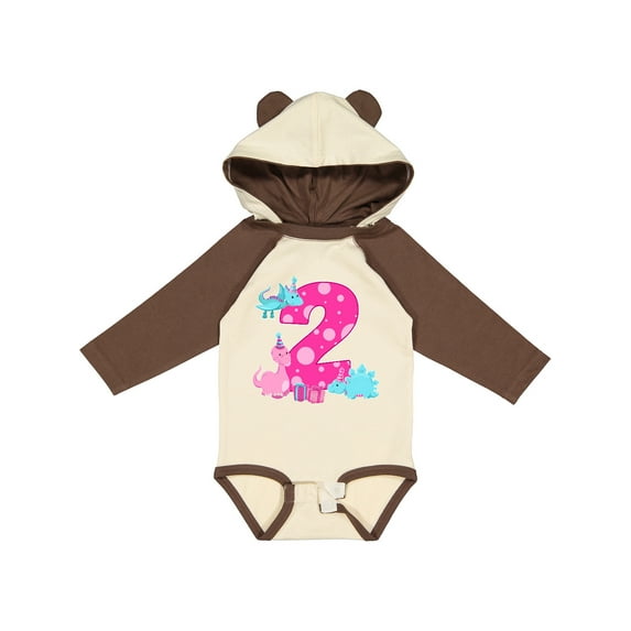 Inktastic Dinosaur party-Second Birthday Girls Long Sleeve Baby Bodysuit