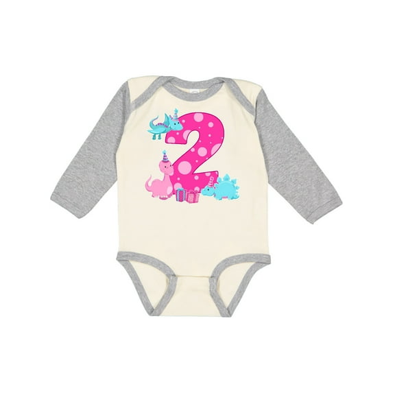 Inktastic Dinosaur party-Second Birthday Girls Long Sleeve Baby Bodysuit