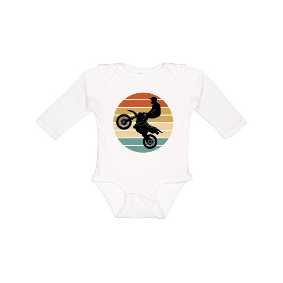 Inktastic Dirt Biking Motocross Retro Boys or Girls Long Sleeve Baby Bodysuit