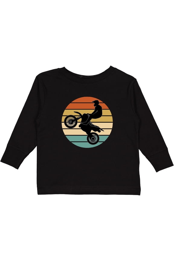 Dirt Biking Motocross Retro Boys or Girls Long Sleeve Toddler T-Shirt