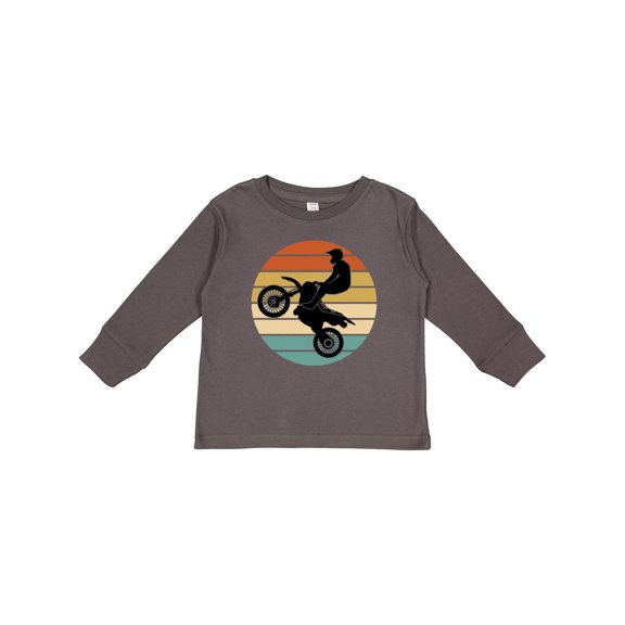 Inktastic Dirt Biking Motocross Retro Boys or Girls Long Sleeve Toddler T-Shirt