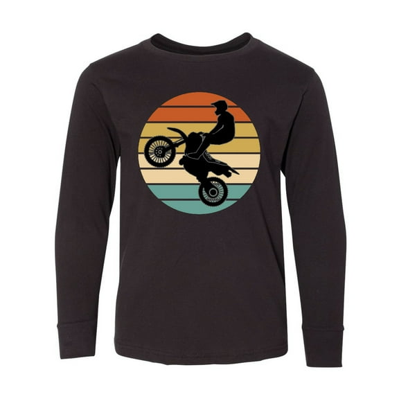 Inktastic Dirt Biking Motocross Retro Long Sleeve Youth T-Shirt