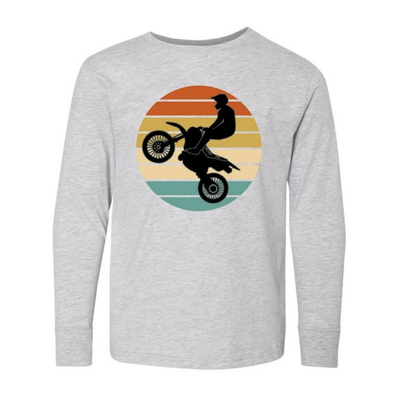 Inktastic Dirt Biking Motocross Retro Long Sleeve Youth T-Shirt