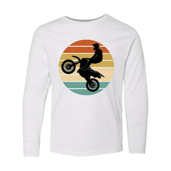 Inktastic Dirt Biking Motocross Retro Long Sleeve Youth T-Shirt