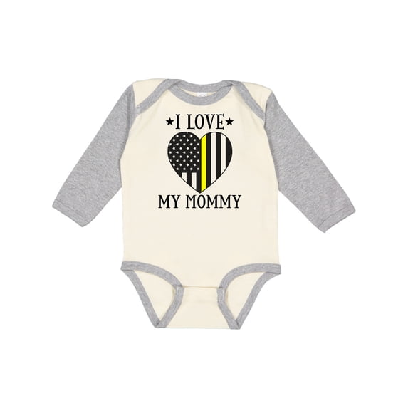 Inktastic Dispatcher Mommy Gold Line Emergency Boys or Girls Long Sleeve Baby Bodysuit