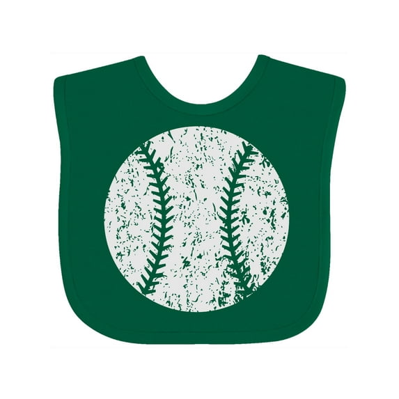 Inktastic Distressed Baseball in White Boys or Girls Baby Bib