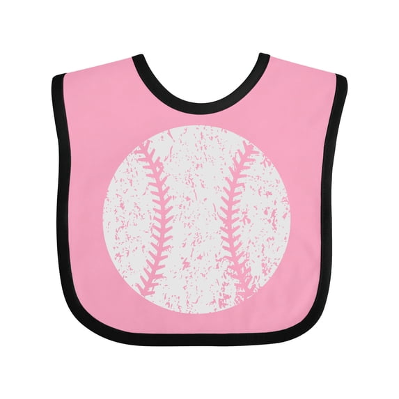 Inktastic Distressed Baseball in White Boys or Girls Baby Bib