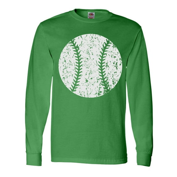 Inktastic Distressed Baseball in White Long Sleeve T-Shirt