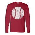 thumbnail image 1 of Inktastic Distressed Baseball in White Long Sleeve T-Shirt, 1 of 5