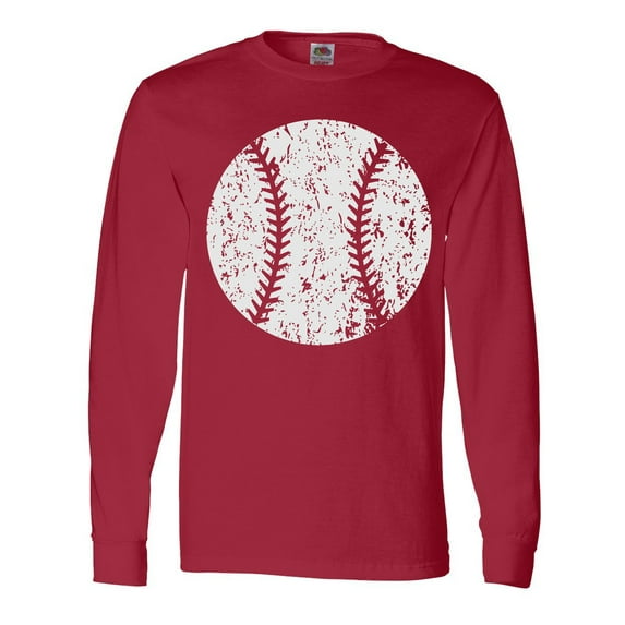 Inktastic Distressed Baseball in White Long Sleeve T-Shirt