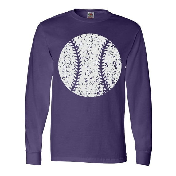 Inktastic Distressed Baseball in White Long Sleeve T-Shirt