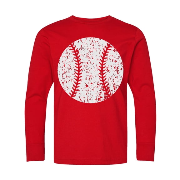 Inktastic Distressed Baseball in White Long Sleeve Youth T-Shirt