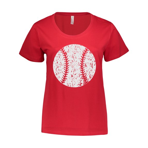 Inktastic Distressed Baseball in White Women's Plus Size T-Shirt