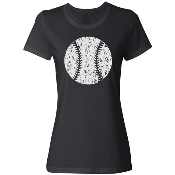 Inktastic Distressed Baseball in White Women's T-Shirt