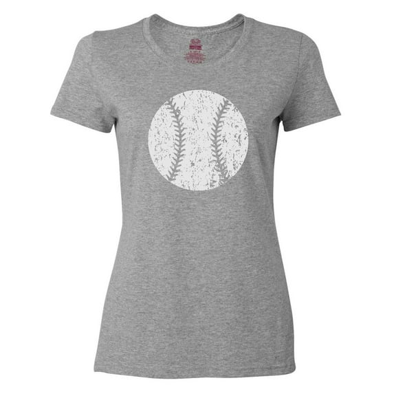 Inktastic Distressed Baseball in White Women's T-Shirt