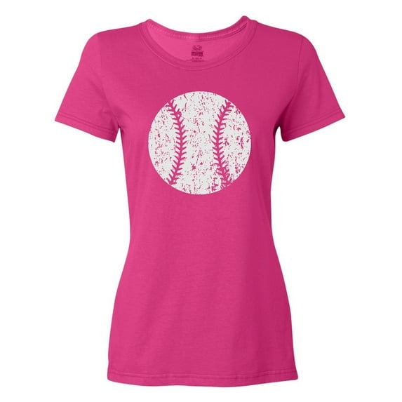 Inktastic Distressed Baseball in White Women's T-Shirt