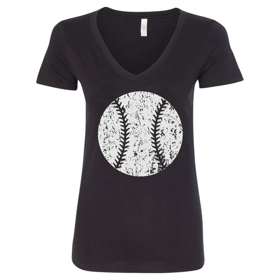 Inktastic Distressed Baseball in White Women's V-Neck T-Shirt