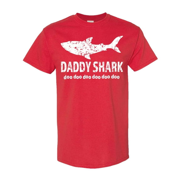 Inktastic Daddy Shark with Distressed Text T-Shirt
