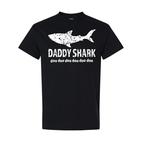 Inktastic Daddy Shark with Distressed Text T-Shirt
