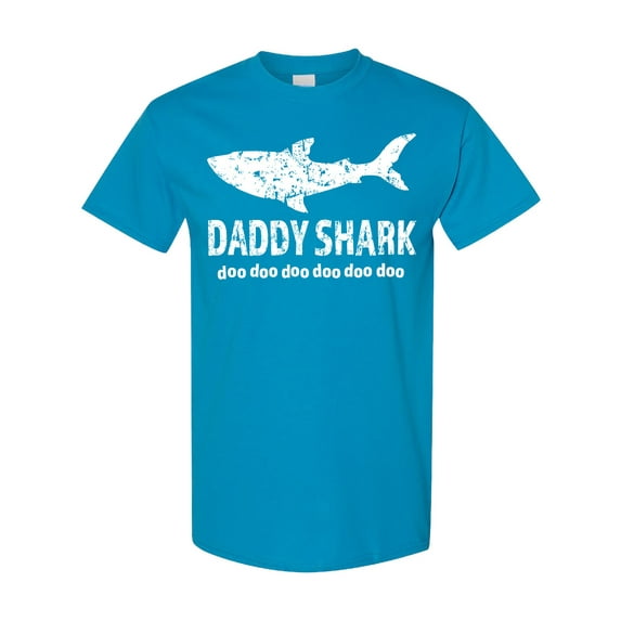 Inktastic Daddy Shark with Distressed Text T-Shirt