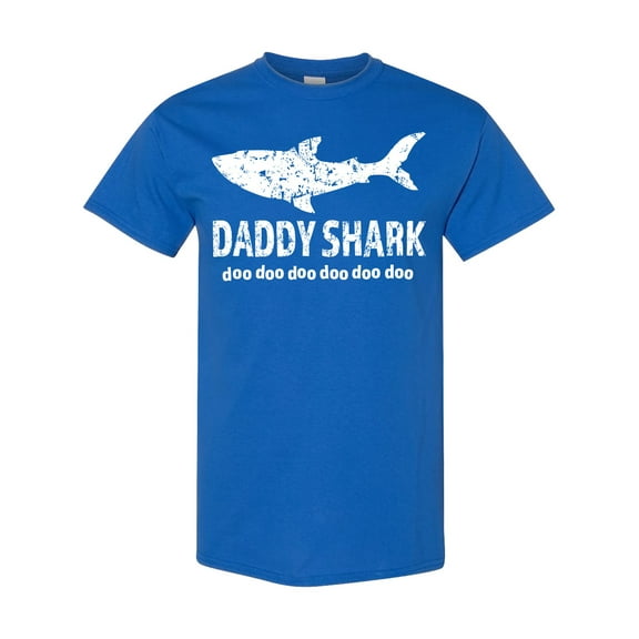 Inktastic Daddy Shark with Distressed Text T-Shirt