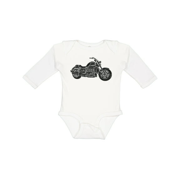 Inktastic Distressed Motorcycle Boys or Girls Long Sleeve Baby Bodysuit