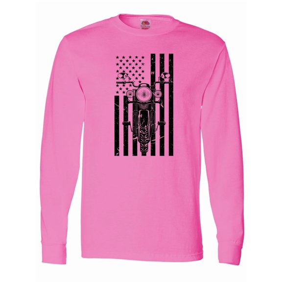 Inktastic Distressed Motorcycle Flag Long Sleeve T-Shirt