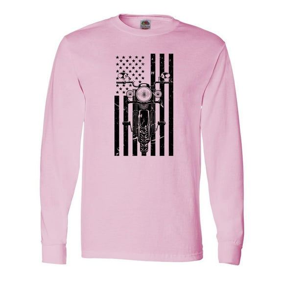 Inktastic Distressed Motorcycle Flag Long Sleeve T-Shirt