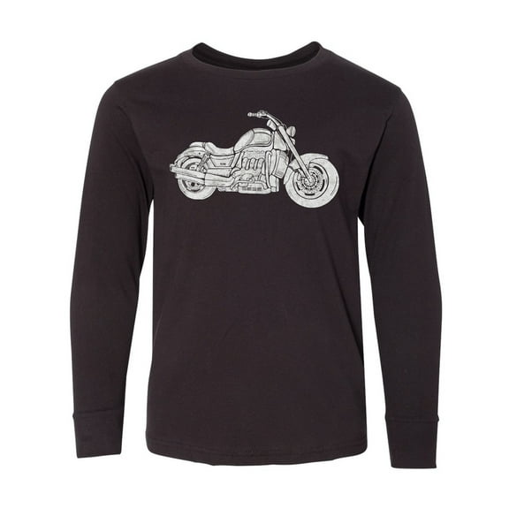 Inktastic Distressed Motorcycle Long Sleeve Youth T-Shirt